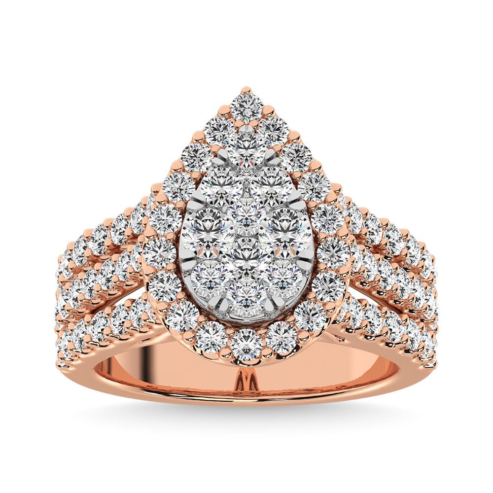 Diamond 2 Ct.Tw. Pear Shape Engagement Ring in 14K Rose Gold