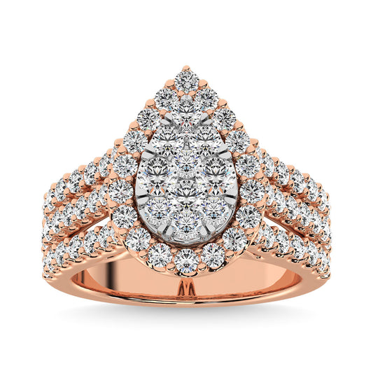 Diamond 2 Ct.Tw. Pear Shape Engagement Ring in 14K Rose Gold