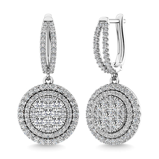Diamond 2 1/10 Ct.Tw. Round Shape Dangler Earring in 14K White Gold