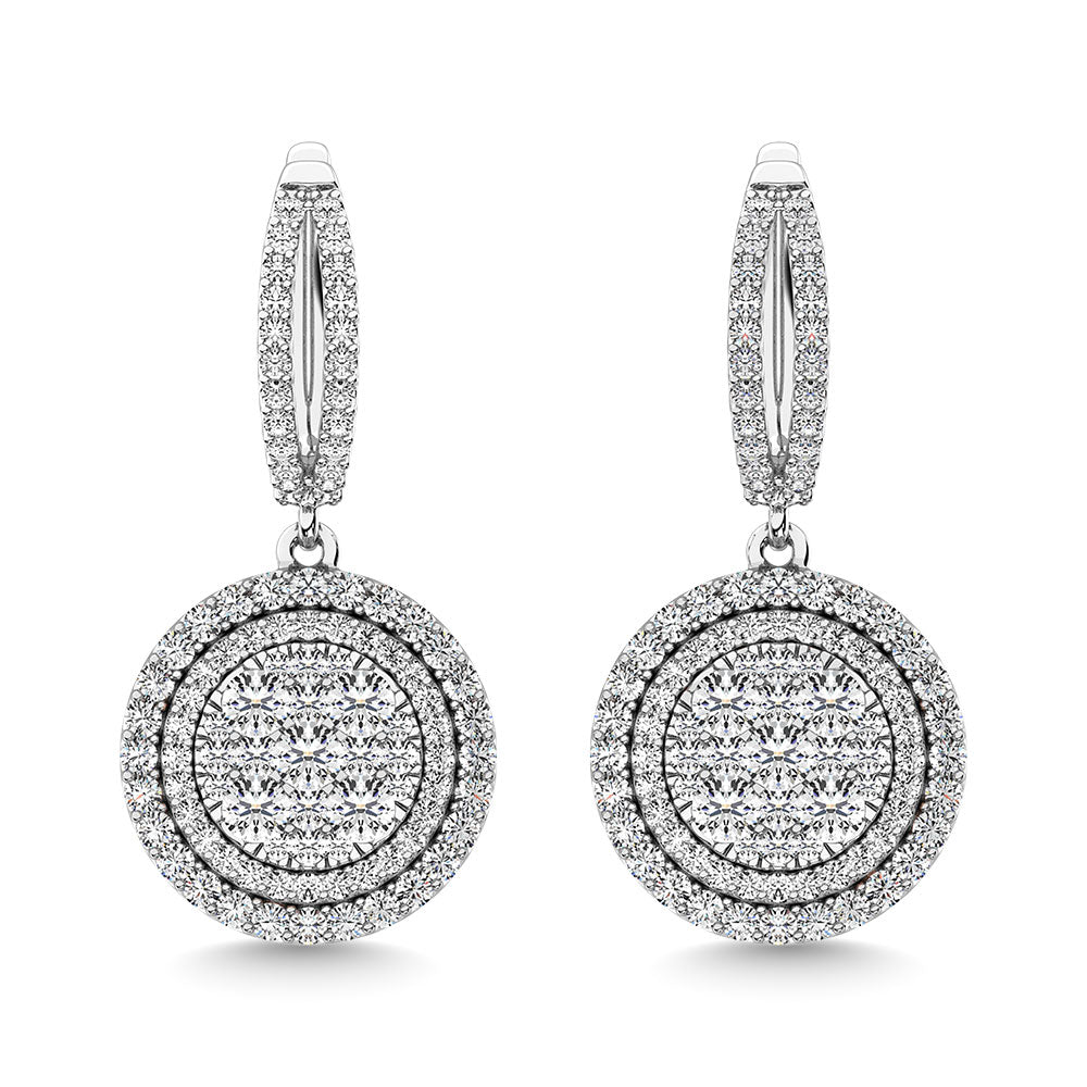 Diamond 2 1/10 Ct.Tw. Round Shape Dangler Earring in 14K White Gold