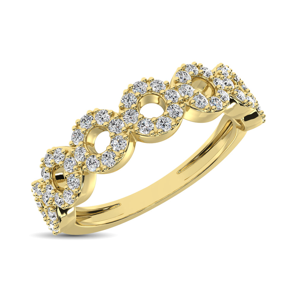 14K Yellow Gold 1/3 Ct.Tw. Diamond 7 Station Stackable Band