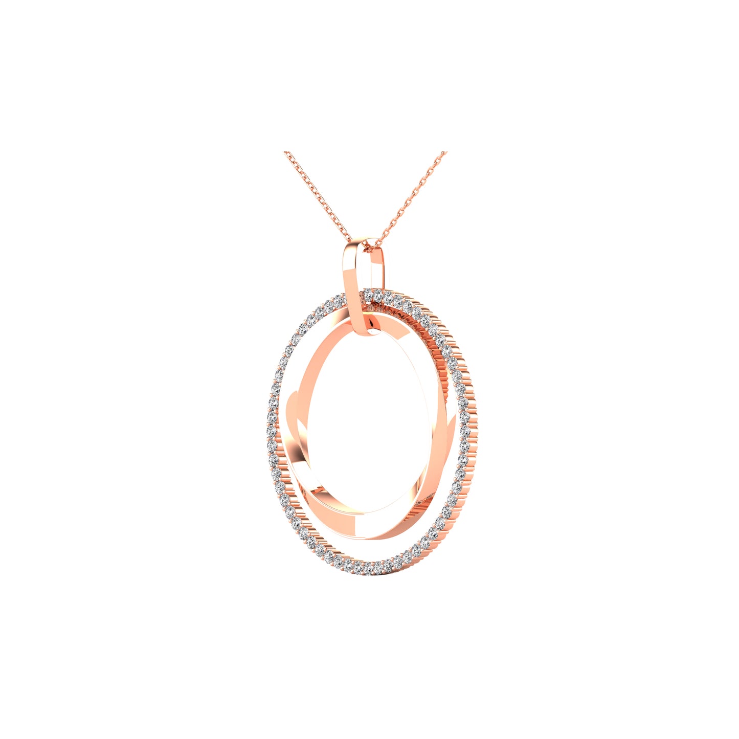 14K Rose Gold 1/2 Ct.Tw. Diamond Double Frame Pendant