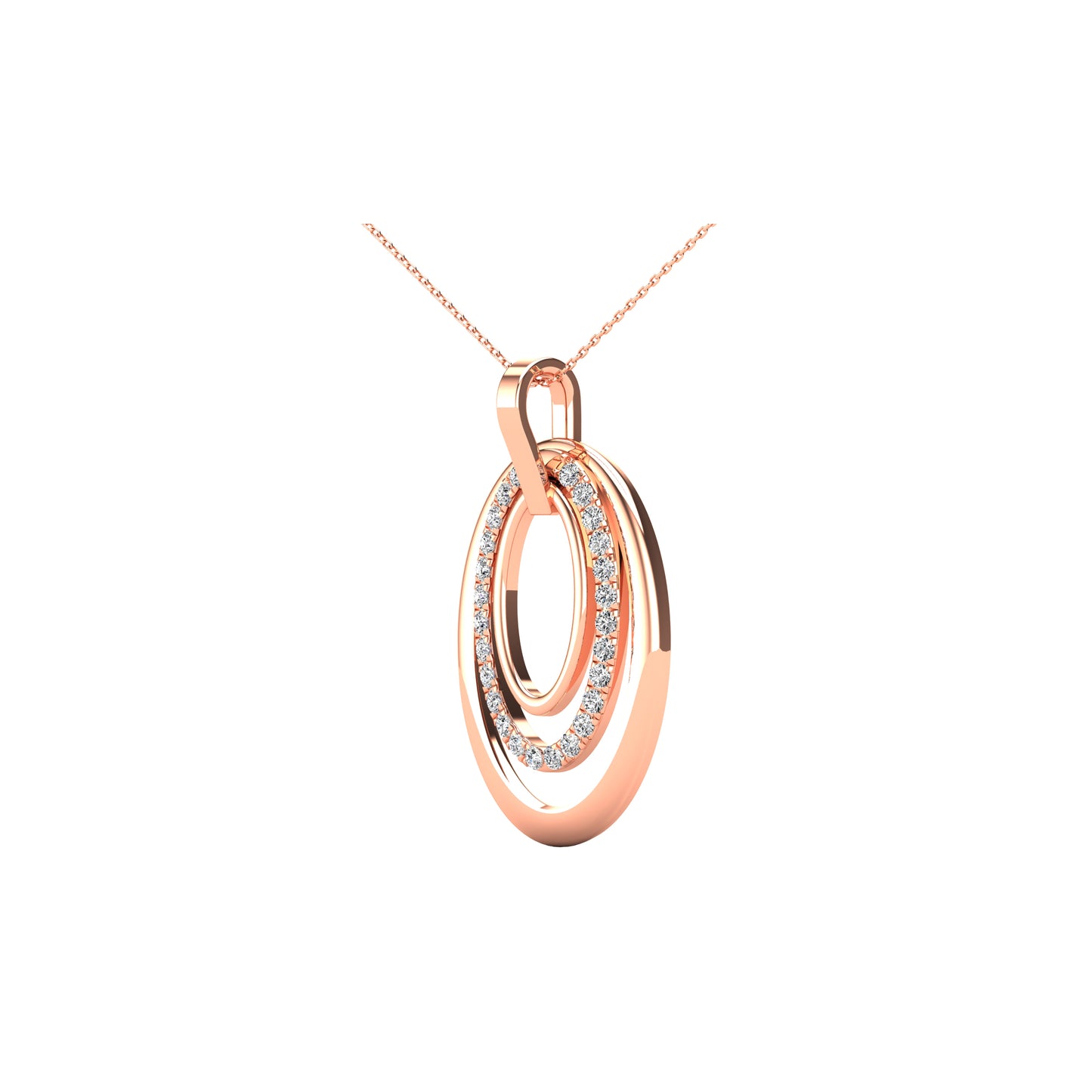 14K Rose Gold 1/5 Ct.Tw. Diamond Oval Frame Pendant