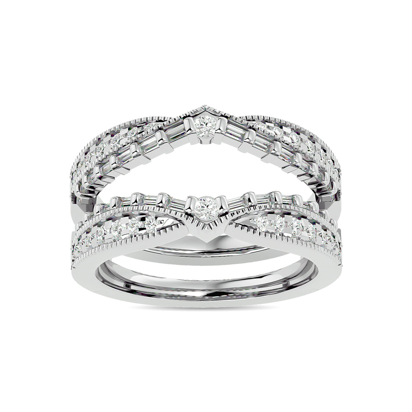 Diamond 3/4 Ct.tw Round Cut Guard Ring  in 14K White Gold
