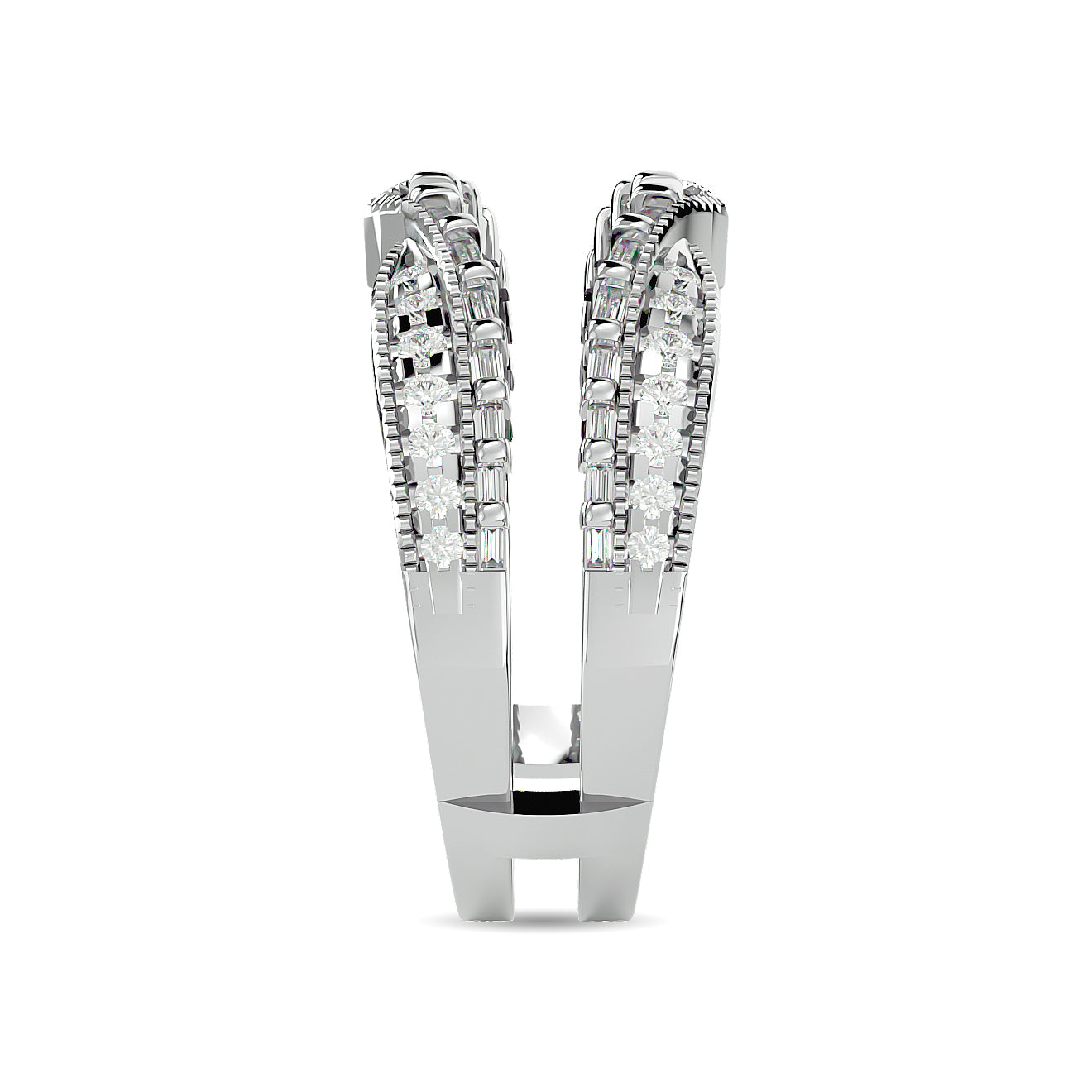 Diamond 3/4 Ct.tw Round Cut Guard Ring  in 14K White Gold