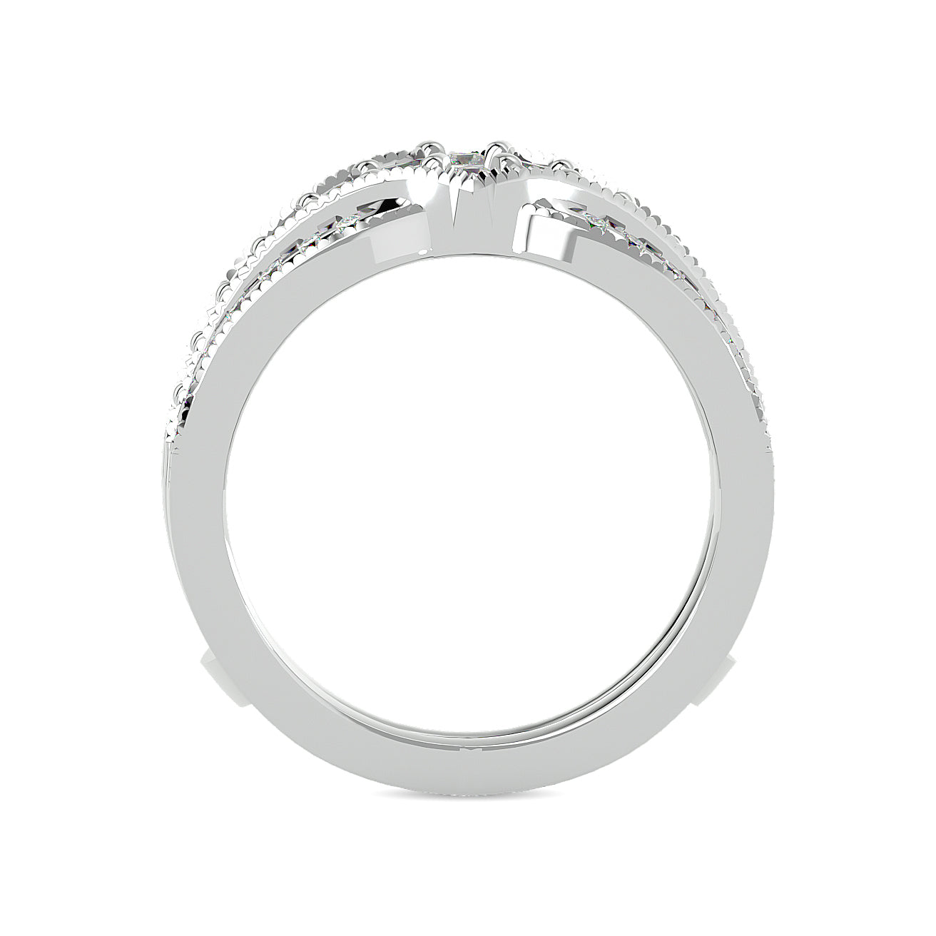 Diamond 3/4 Ct.tw Round Cut Guard Ring  in 14K White Gold