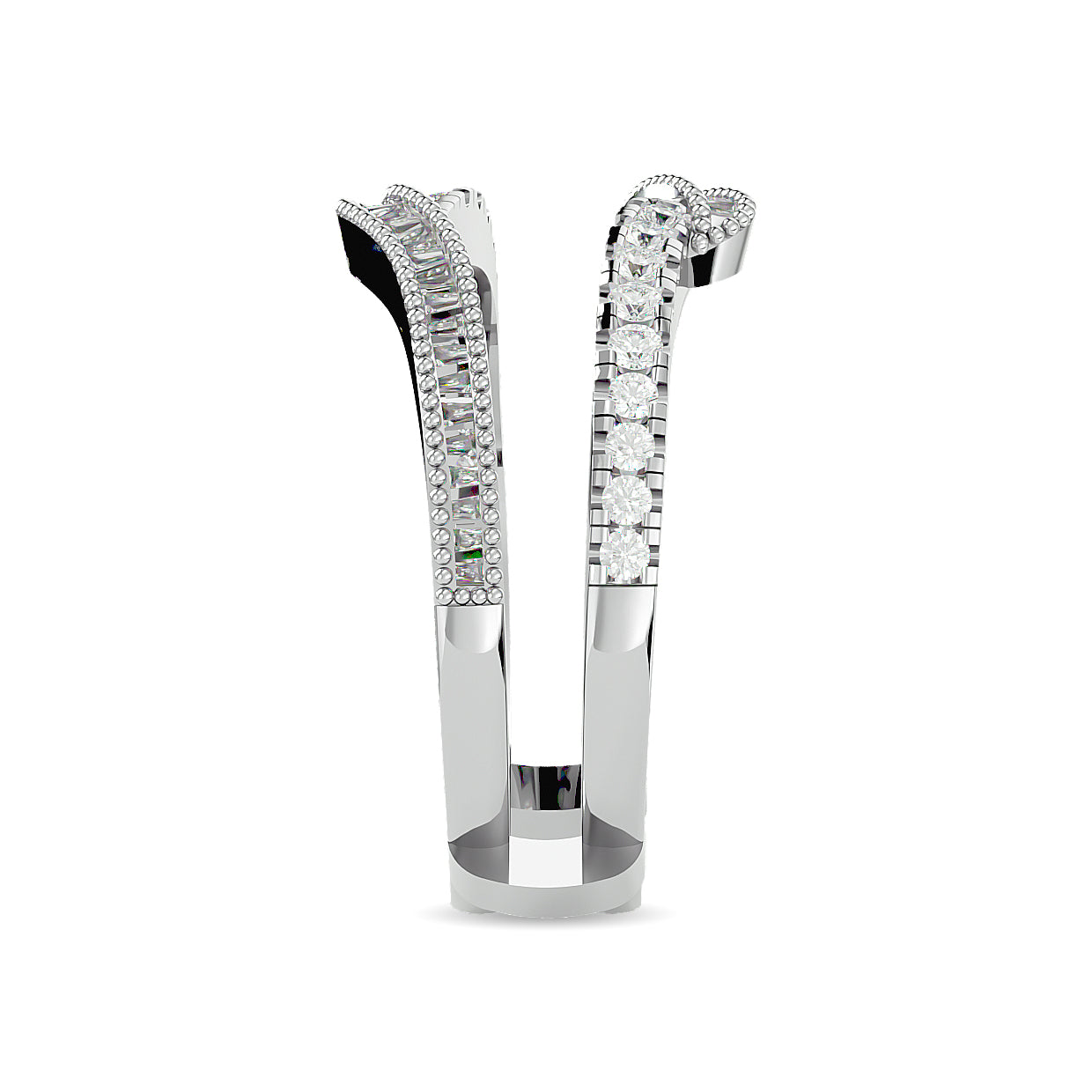 Diamond 1/2 Ct.tw Round and Tapper Guard Ring  in 14K White Gold