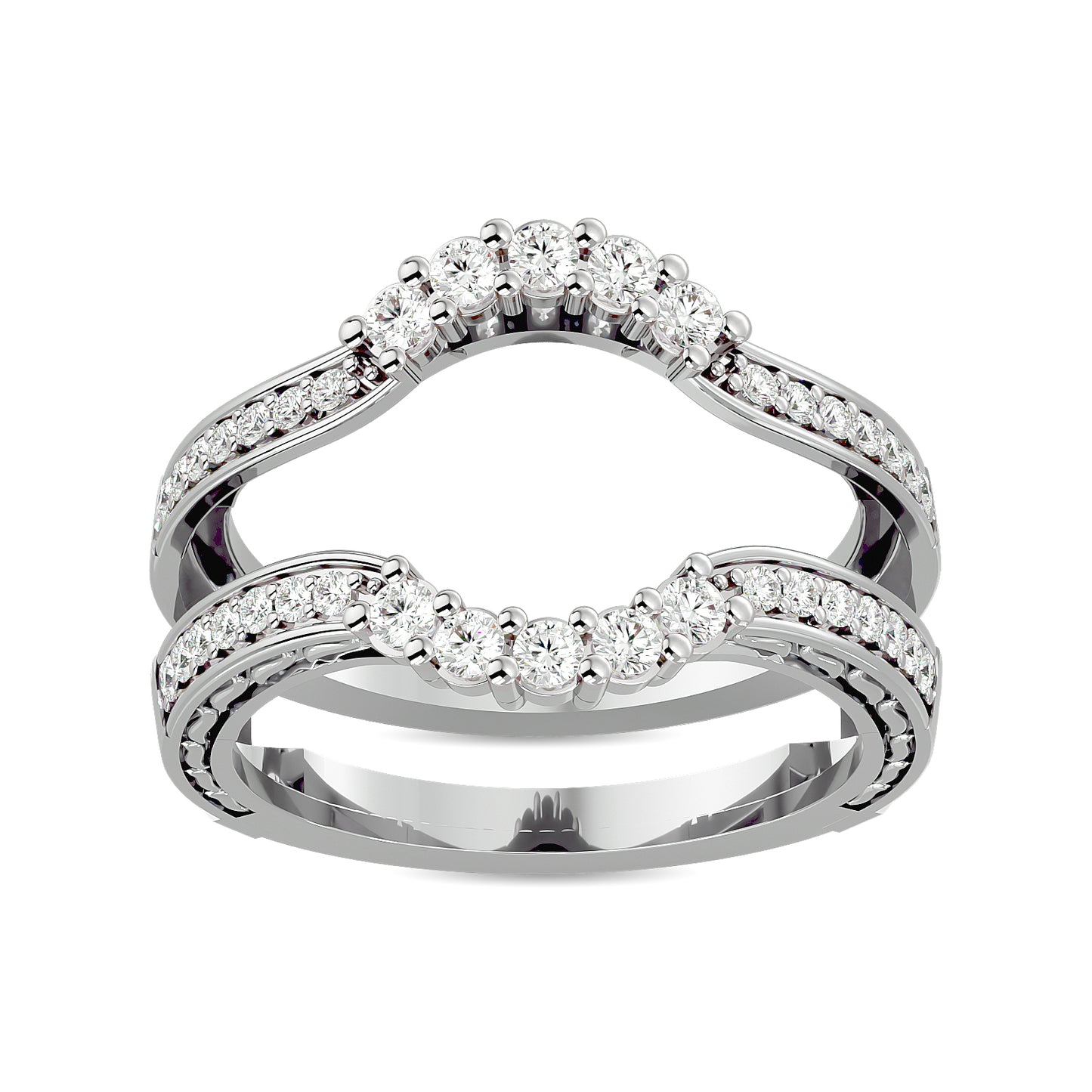 Diamond 1/2 Ct.tw Round Cut Guard Ring  in 14K White Gold