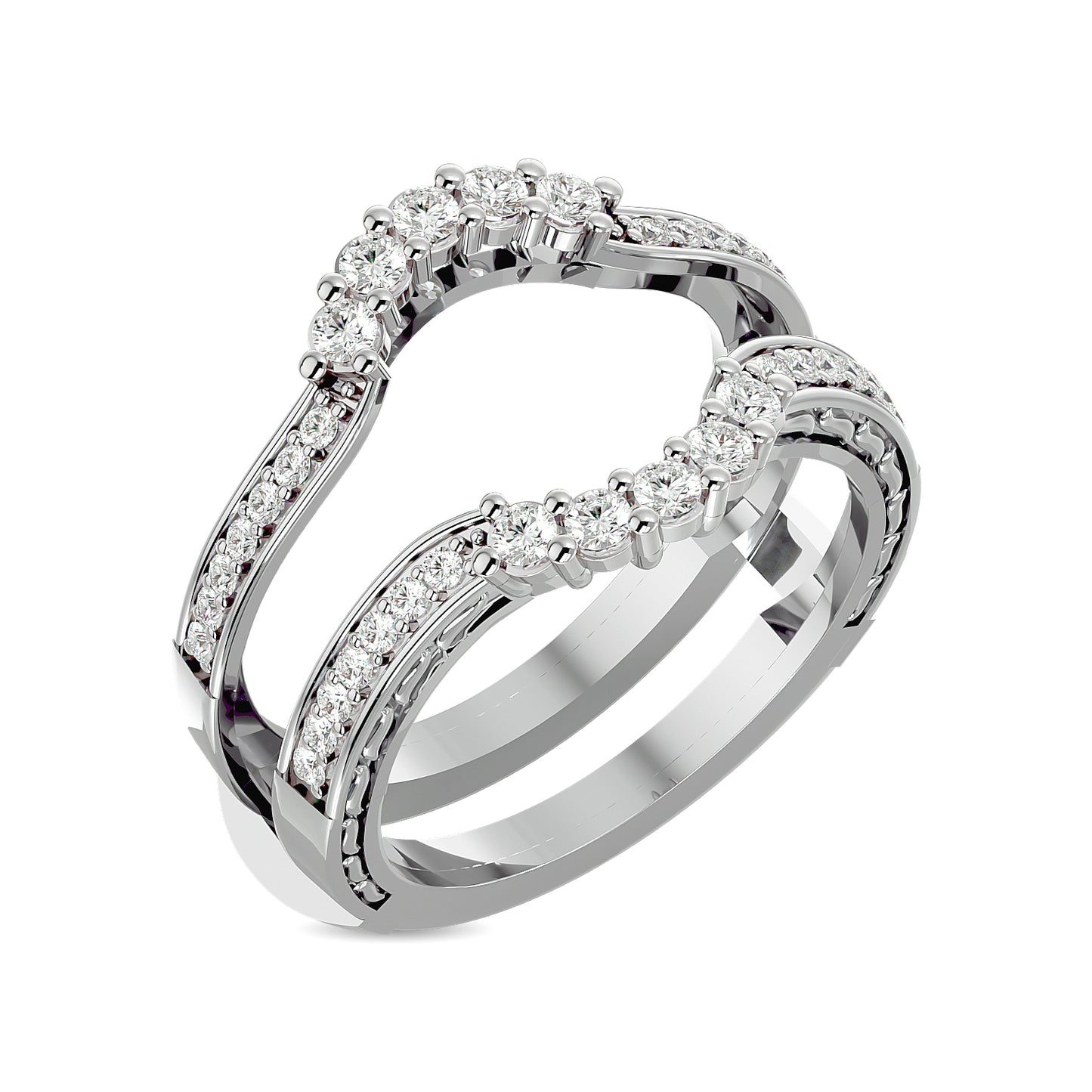 Diamond 1/2 Ct.tw Round Cut Guard Ring  in 14K White Gold