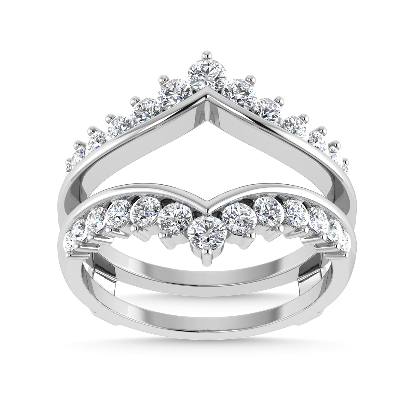 Diamond 1 Ct.tw Round Cut Guard Ring  in 14K White Gold