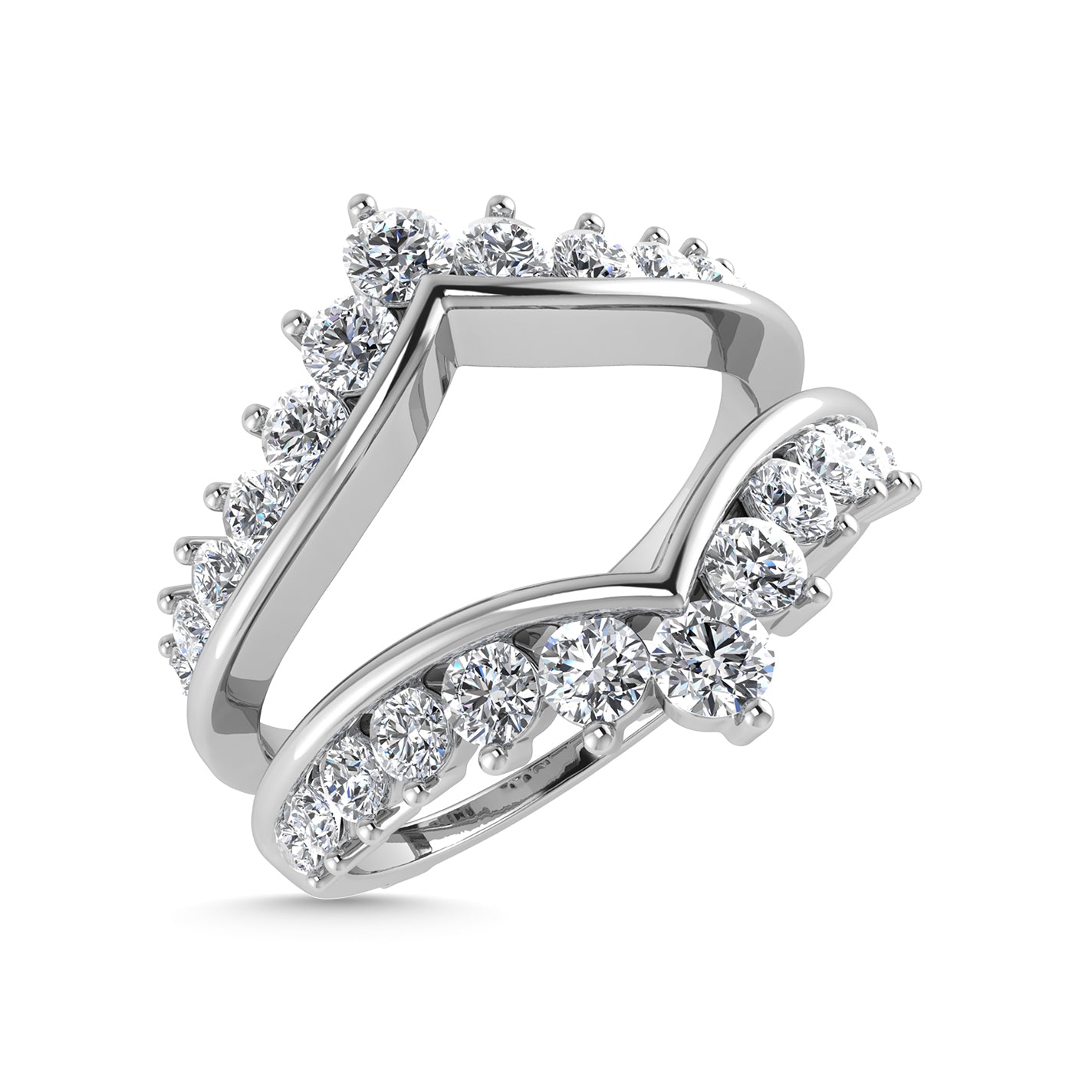 Diamond 1 Ct.tw Round Cut Guard Ring  in 14K White Gold
