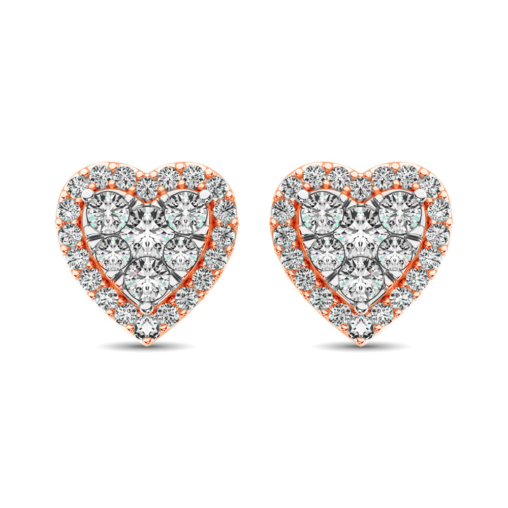 Diamond 3/4 Ct.tw Heart Earrings  in 14K Rose Gold