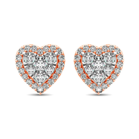 Diamond 3/4 Ct.tw Heart Earrings  in 14K Rose Gold