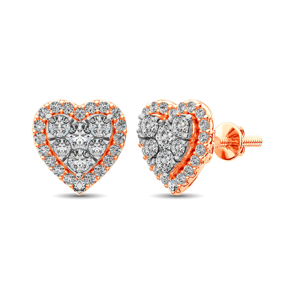 Diamond 3/4 Ct.tw Heart Earrings  in 14K Rose Gold