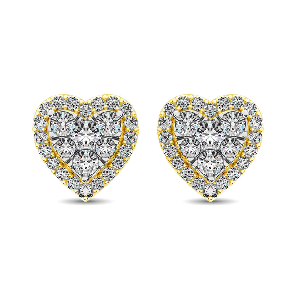 Diamond 3/4 Ct.tw Heart Earrings  in 14K Yellow Gold