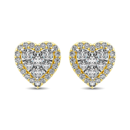 Diamond 3/4 Ct.tw Heart Earrings  in 14K Yellow Gold
