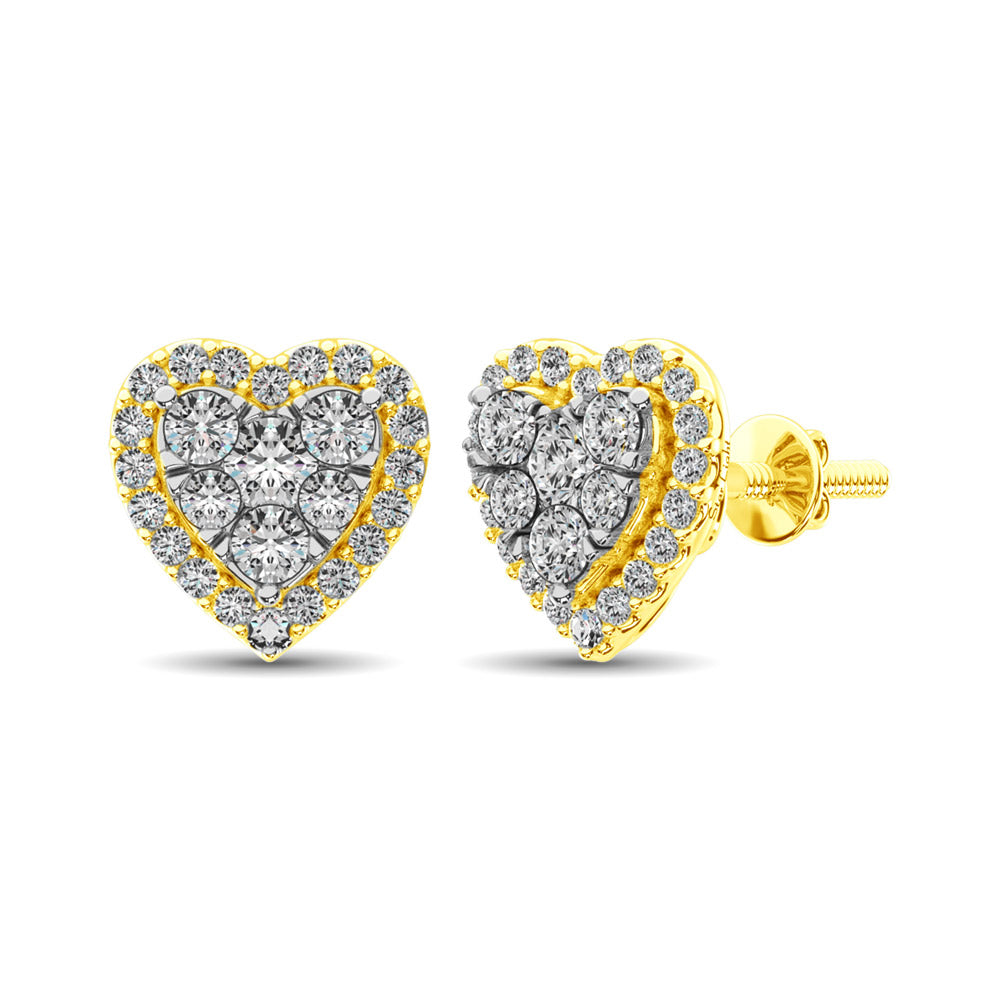 Diamond 3/4 Ct.tw Heart Earrings  in 14K Yellow Gold