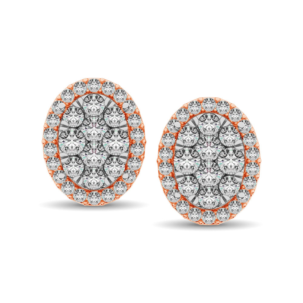 Diamond 3/4 Ct.tw Oval Shape Earrings  in 14K Rose Gold