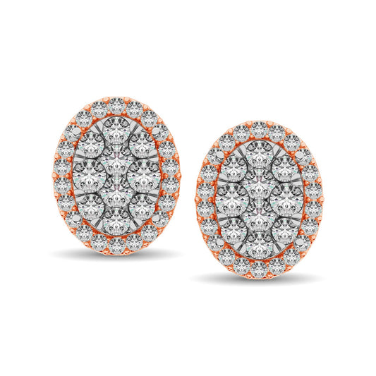 Diamond 3/4 Ct.tw Oval Shape Earrings  in 14K Rose Gold