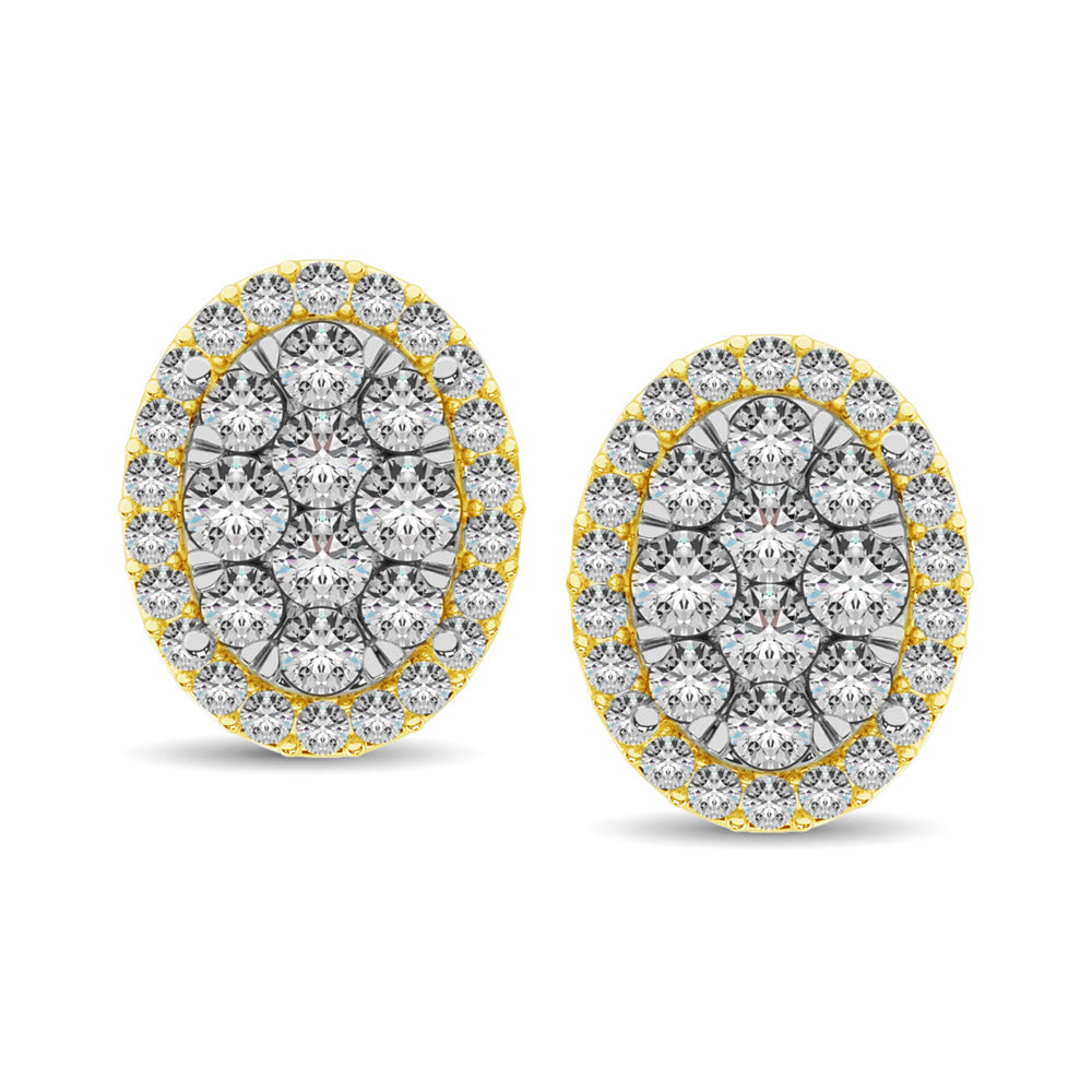 Diamond 3/4 Ct.tw Oval Shape Earrings  in 14K Yellow Gold
