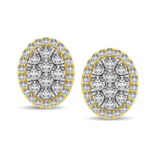 Diamond 3/4 Ct.tw Oval Shape Earrings  in 14K Yellow Gold