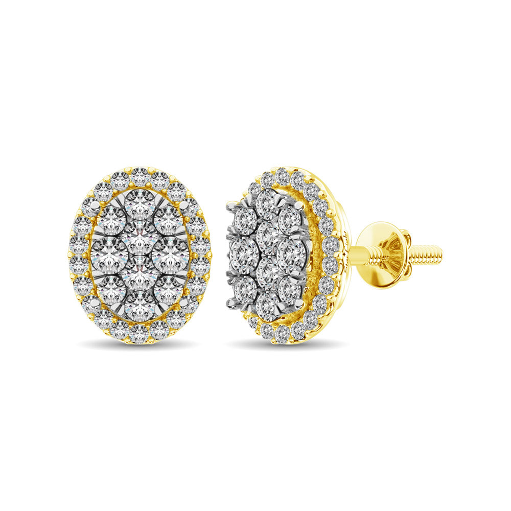 Diamond 3/4 Ct.tw Oval Shape Earrings  in 14K Yellow Gold