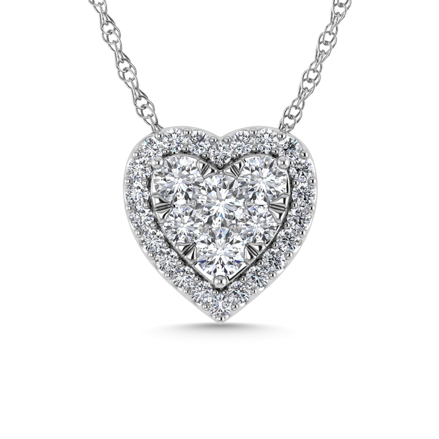 Diamond 1 Ct.Tw. Heart Pendant in 14K White Gold