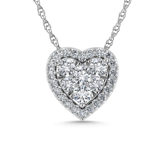 Diamond 1 Ct.Tw. Heart Pendant in 14K White Gold