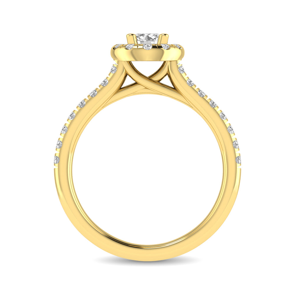 Diamond Classic Shank Single Halo Bridal Ring 1 Ct.tw Round Cut in 14K Yellow Gold