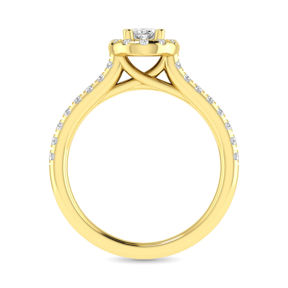 Diamond Classic Shank Single Halo Bridal Ring 1 Ct.tw Oval Cut in 14K Yellow Gold
