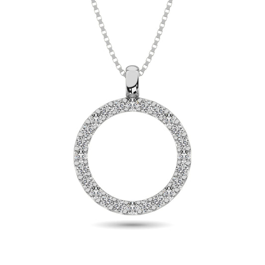 Diamond Circle Pendant 1/4 Ct.tw in 14K White Gold