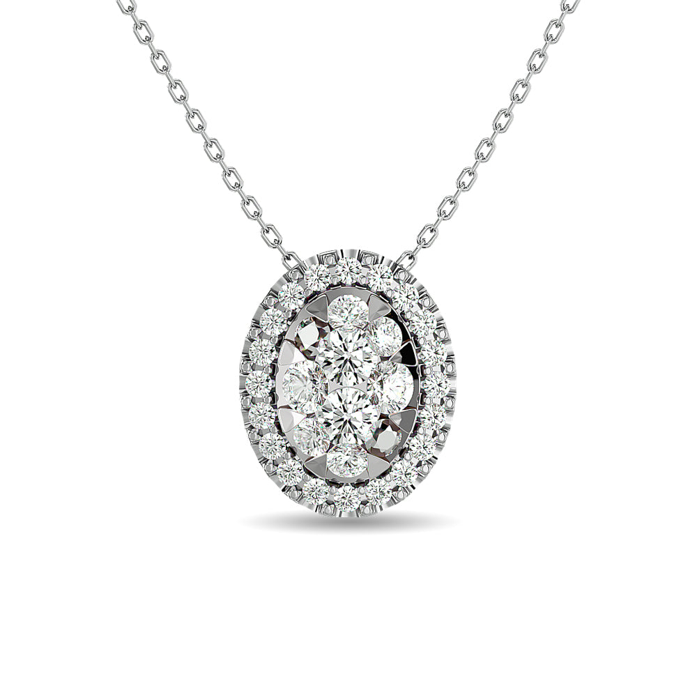 Diamond 1/2 Ct.tw Oval Shape Cluster Pendant  in 14K White Gold