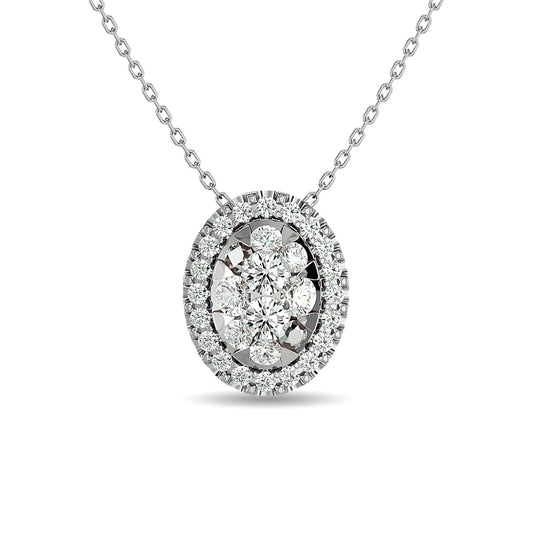 Diamond 1/2 Ct.tw Oval Shape Cluster Pendant  in 14K White Gold