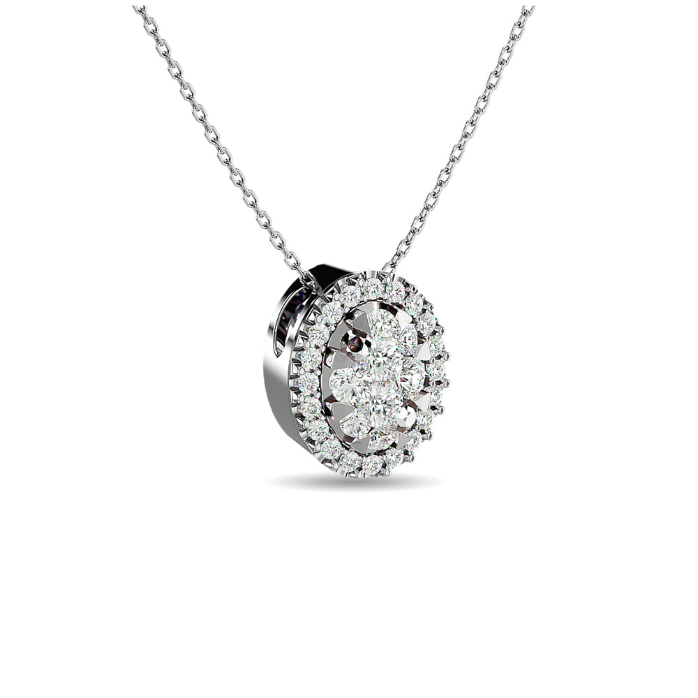 Diamond 1/2 Ct.tw Oval Shape Cluster Pendant  in 14K White Gold
