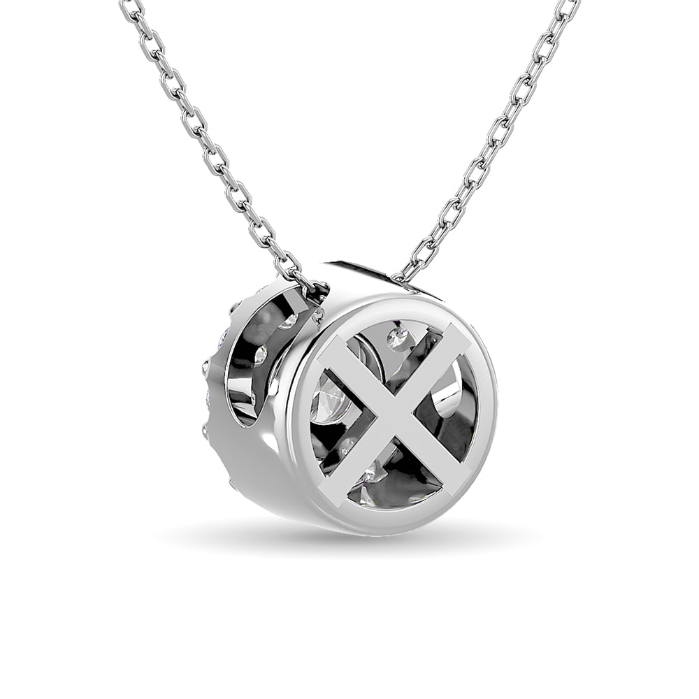 Diamond Round Cut Single Halo Pendant 1/4 Ct.tw in 14K White Gold