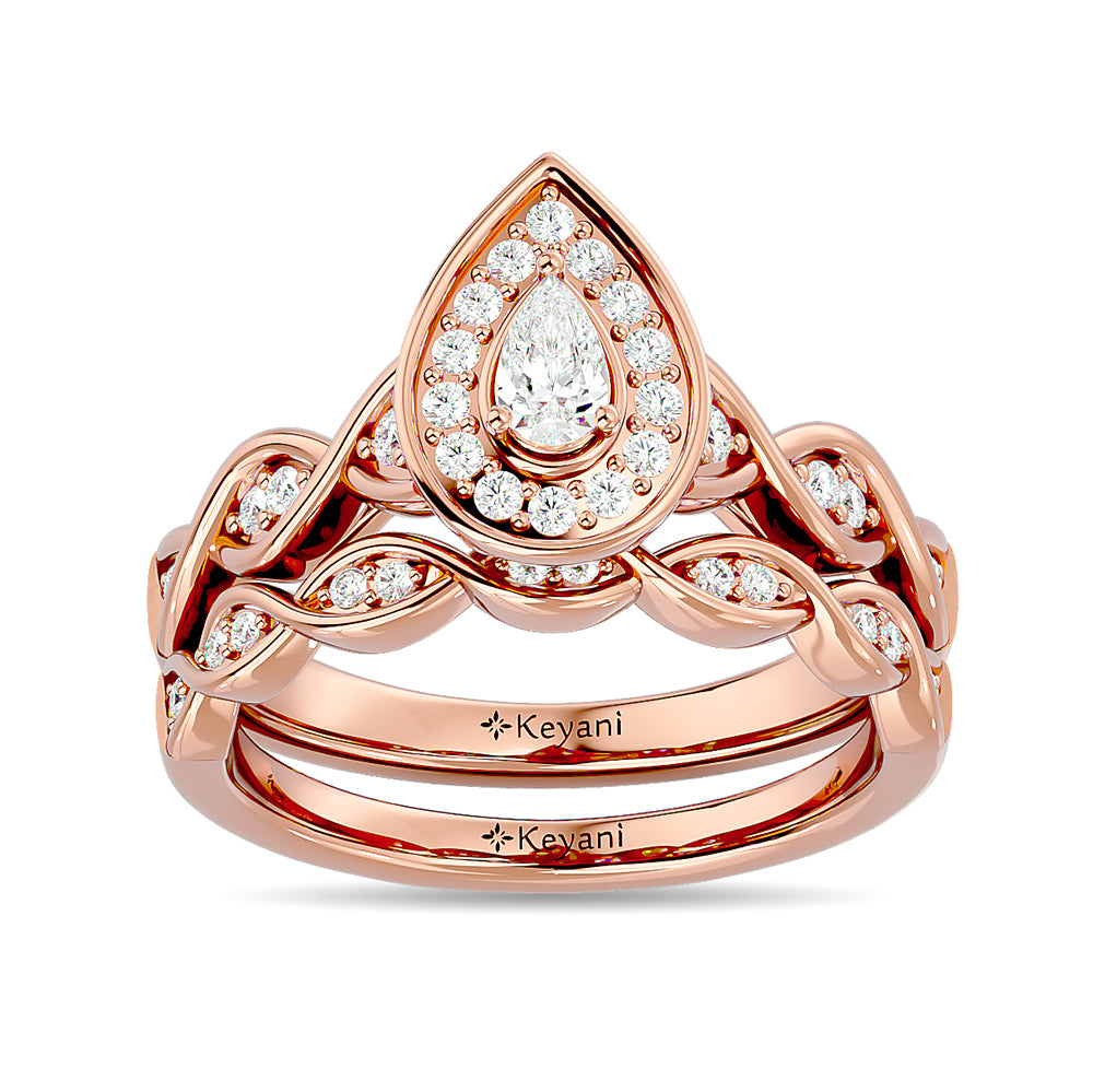 Diamond 1/2 Ct.Tw. Pear Cut Bridal Ring in 14K Rose Gold