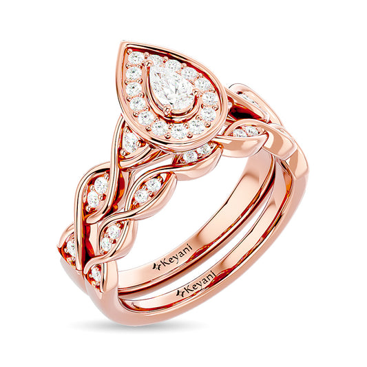 Diamond 1/2 Ct.Tw. Pear Cut Bridal Ring in 14K Rose Gold