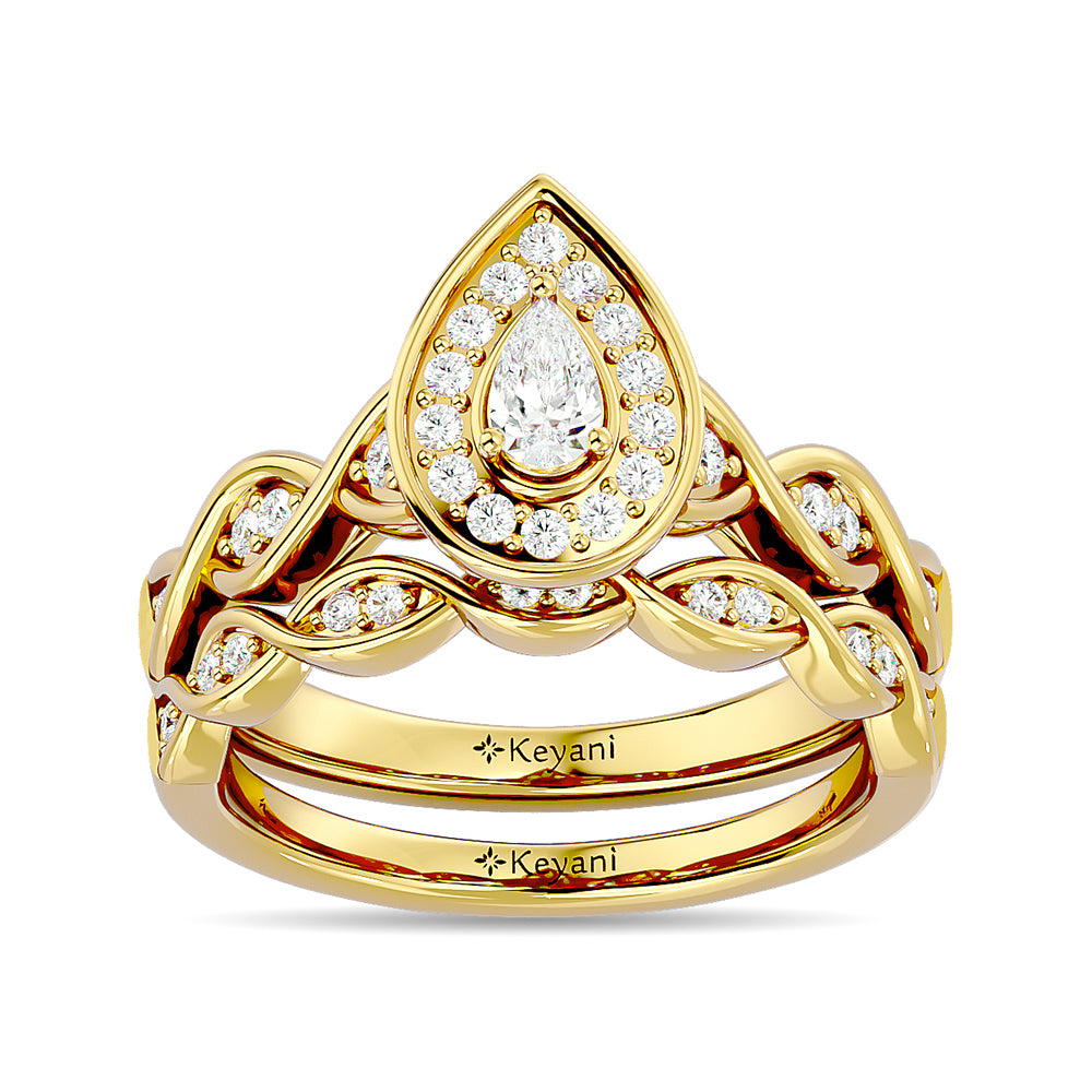 Diamond 1/2 Ct.Tw. Pear Cut Bridal Ring in 14K Yellow Gold