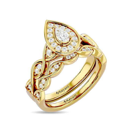 Diamond 1/2 Ct.Tw. Pear Cut Bridal Ring in 14K Yellow Gold