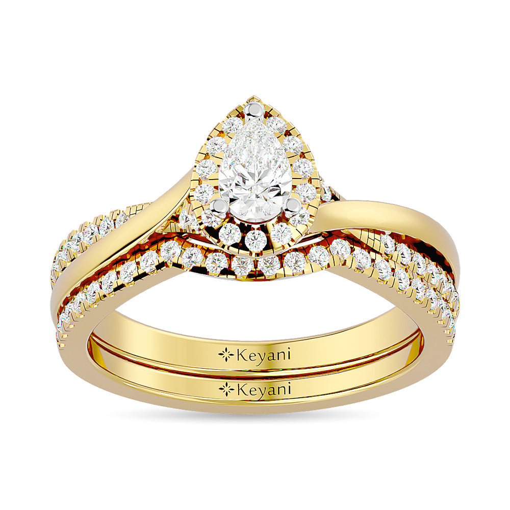 Diamond 5/8 Ct.Tw. Pear Cut Bridal Ring in 14K Yellow Gold