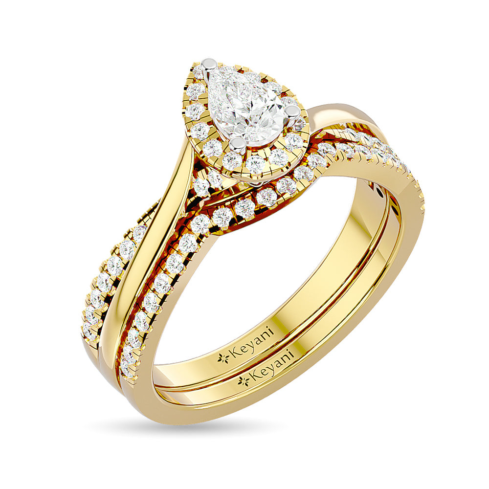 Diamond 5/8 Ct.Tw. Pear Cut Bridal Ring in 14K Yellow Gold