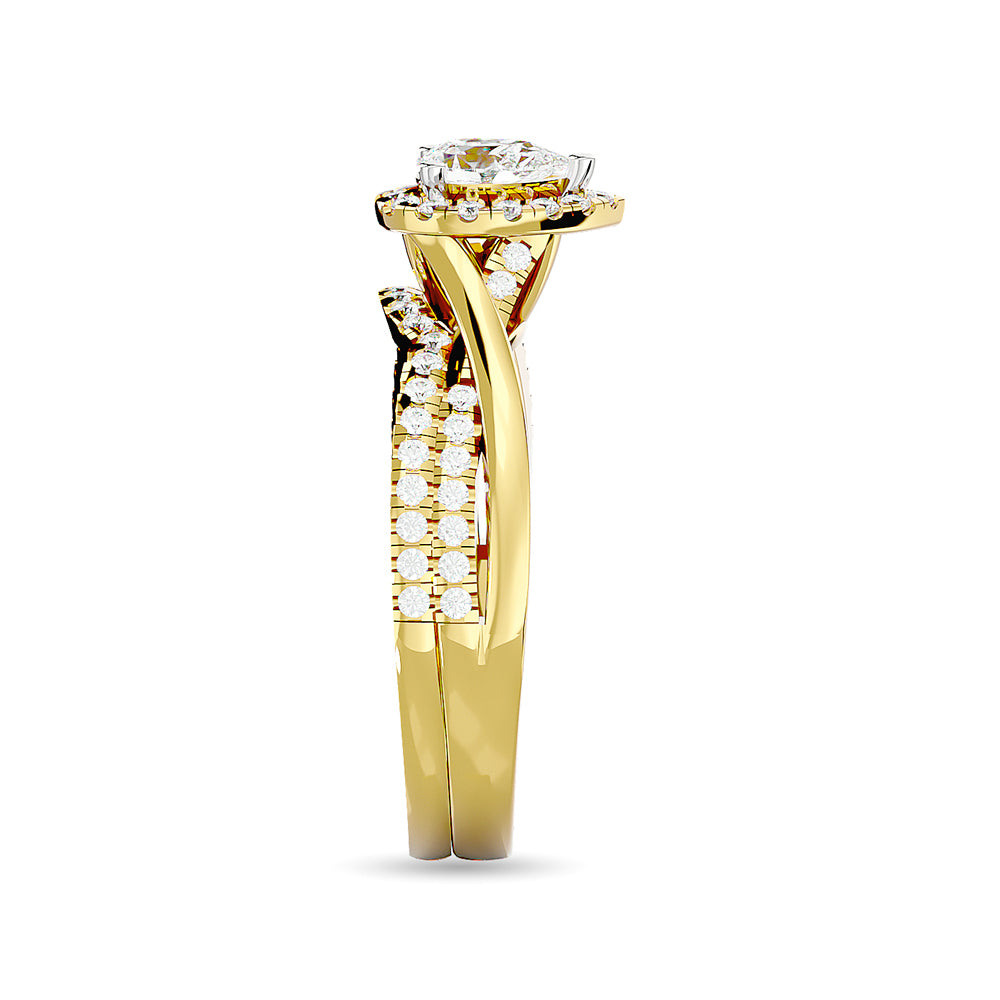 Diamond 5/8 Ct.Tw. Pear Cut Bridal Ring in 14K Yellow Gold