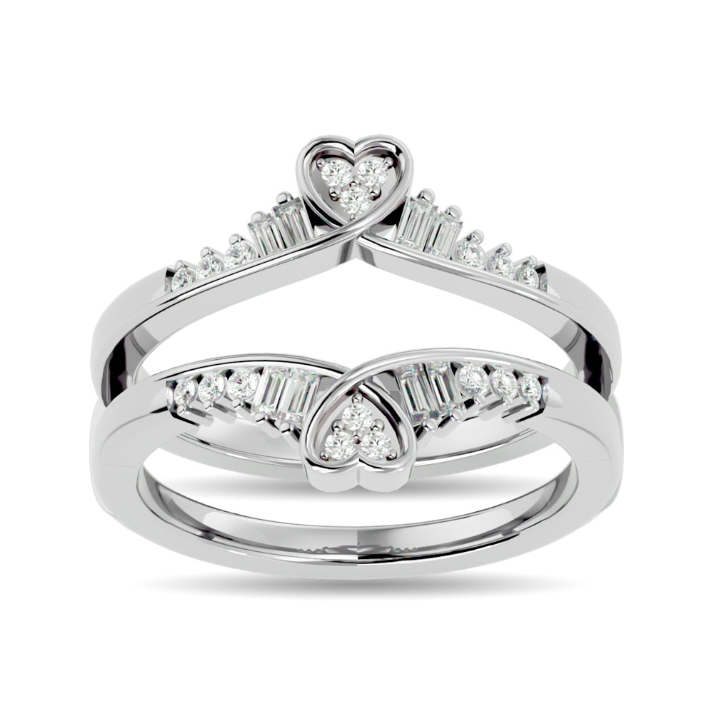 Diamond 1/4 Ct.tw Round and Tapper Guard Ring  in 14K White Gold