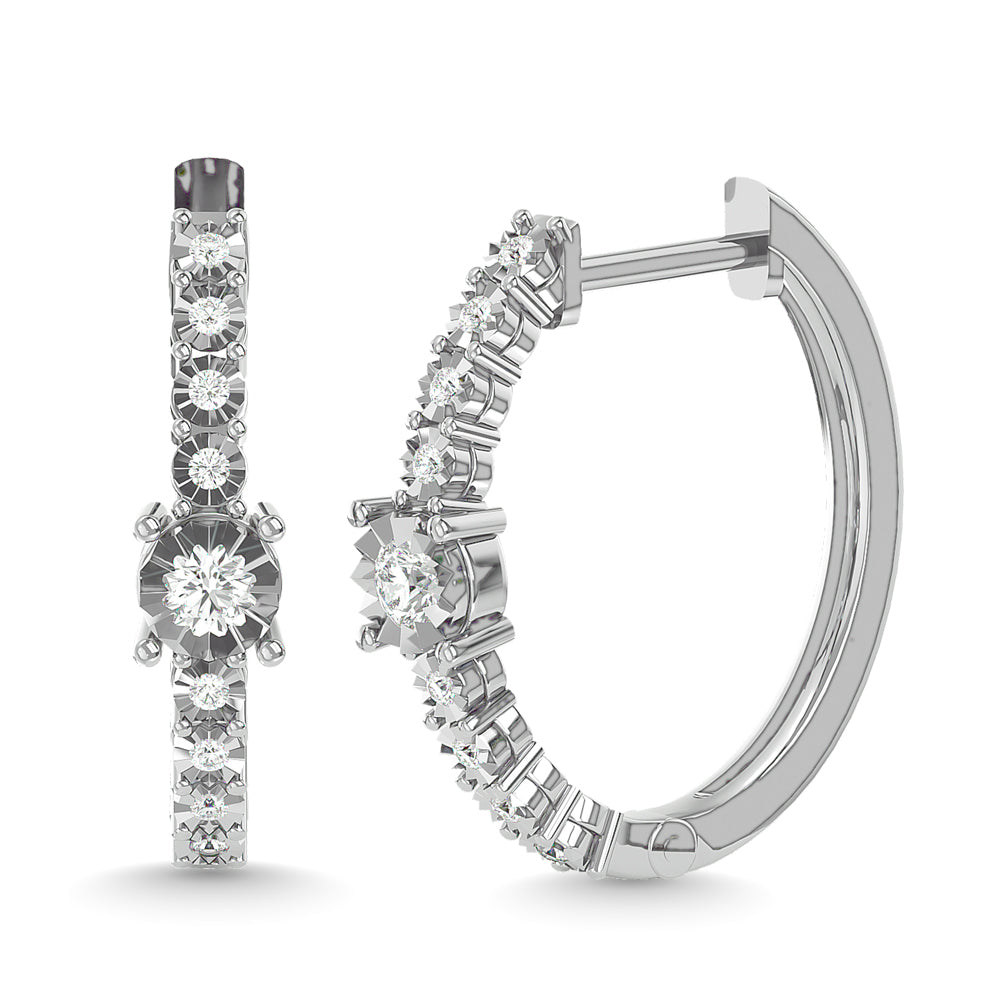 Diamond 1/4 Ct.Tw. Hoop Earrings in 14K White Gold