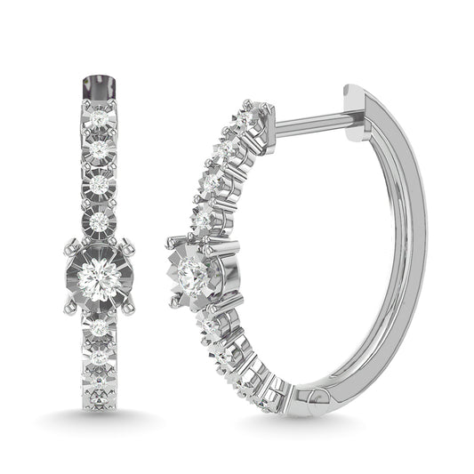 Diamond 1/4 Ct.Tw. Hoop Earrings in 14K White Gold