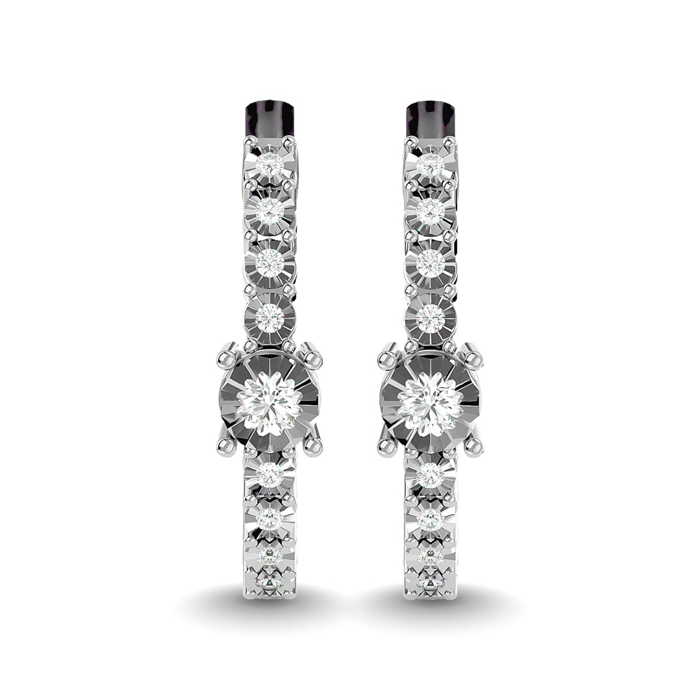 Diamond 1/4 Ct.Tw. Hoop Earrings in 14K White Gold