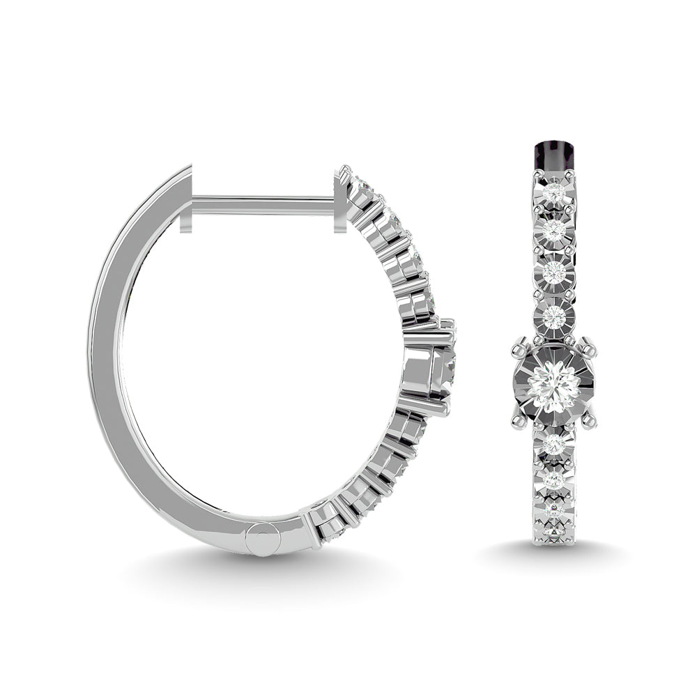 Diamond 1/4 Ct.Tw. Hoop Earrings in 14K White Gold