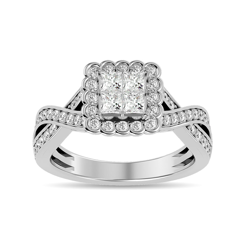 Diamond 1 Ct.tw Princess Head Engagement Ring in 14K White Gold