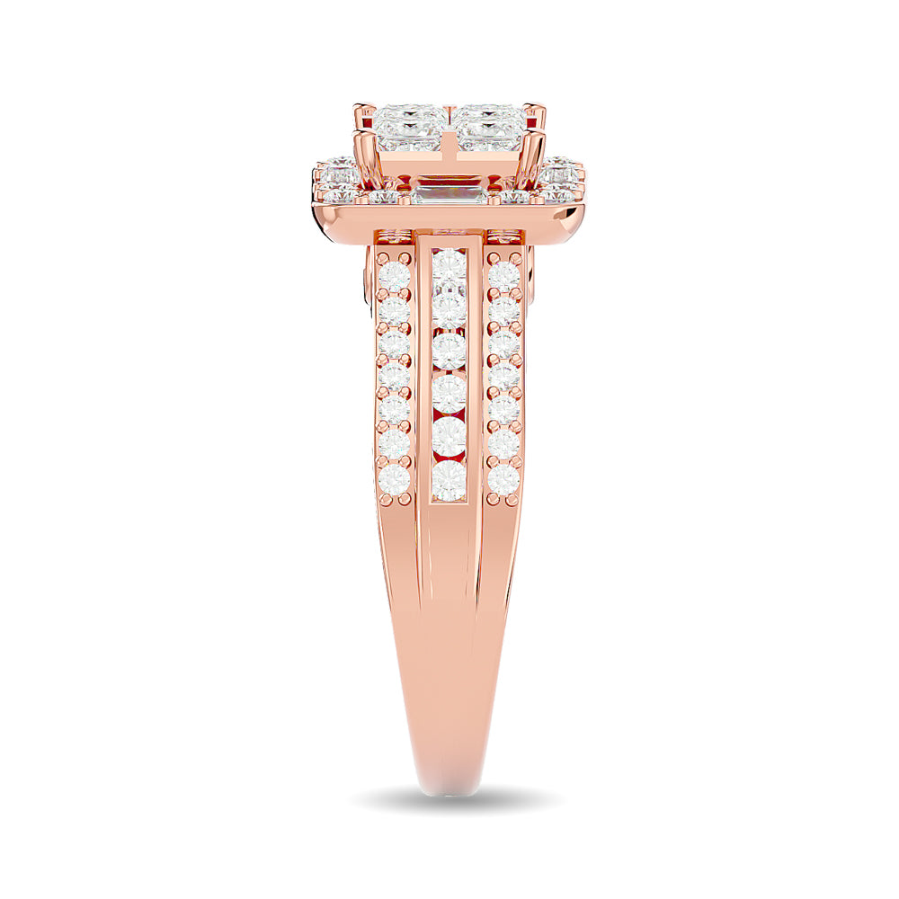 Diamond 1 1/2 Ct.tw Princess Head Engagement Ring in 14K Rose Gold