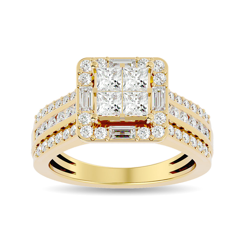 Diamond 1 1/2 Ct.tw Princess Head Engagement Ring in 14K Yellow Gold